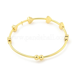 女性用ハート真鍮バングル  18KGP本金メッキ  内径：2-1/8インチ（5.35cm）&nbsp;BJEW-Z062-16G