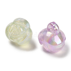 UVメッキ 光る虹色アクリルパーツ  グリッターペンダント  暗闇で光る  ローズ  ミックスカラー  15x13.5x16mm  穴：2.5mm&nbsp;LACR-R001-14A