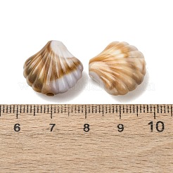 不透明アクリル天然石風ビーズ  シェル形状  ナバホホワイト  17x18x8.5mm  穴：2.5mm&nbsp;X-SACR-K005-08A