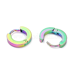 304ステンレススチール製ハギーフープピアス  リング  虹色  11x2mm  ピン：1mm  12のペア/カード&nbsp;EJEW-M284-30M-A