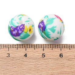 食品グレードの環境に優しいプリントシリコンビーズ  ラウンド  焦点ビーズ  カラフル  花  15mm  穴：2mm&nbsp;SIL-A013-01A-26