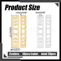 20Pcs 2 Colors 304 Stainless Steel Pendants&nbsp;STAS-WR0001-50