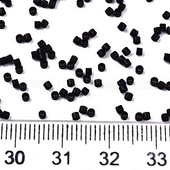 Fgb 11/0グレードaガラスシードビーズ  シリンダー  均一なシードビーズサイズ  焼き付け塗料  ブラック  1.5x1mm  穴：0.5mm  約2000個/10g&nbsp;X-SEED-S030-0049F