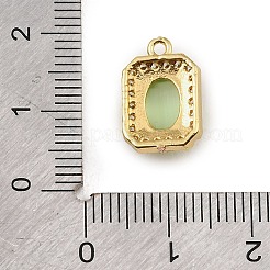 Brass Micro Pave Clear Cubic Zirconia & Cat Eye Charms&nbsp;CU-CBAF17A-08G-01
