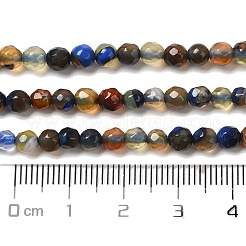 天然石瑪瑙ビーズ連売り  多面カット  ラウンド  染め＆加熱  マリンブルー  4mm  穴：0.8mm  約88~94個/連  14.5インチ&nbsp;G-H302-A01-07