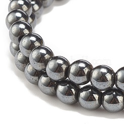 2Pcs 2 Style Synthetic Hematite Stretch Bracelets Sets&nbsp;BJEW-JB08004-02