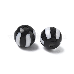 不透明なアクリルビーズ  ストライプラウンド  ブラック  11.5mm  穴：3mm  555個/ 500g&nbsp;OACR-D314-07C