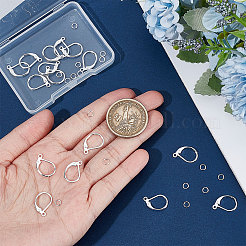 ループ付き真鍮フレンチフックピアス金具20個、2スタイル  20個ラックメッキ真鍮丸カン付き  925銀メッキ  15.6x10x2mm  穴：1.4mm&nbsp;DIY-BBC0001-02S
