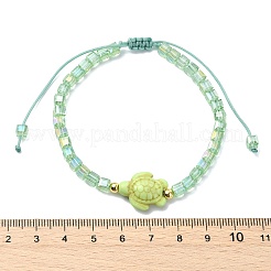 AB Color Plated Glass & Dyed Synthetical Turquoise Beaded Bracelets&nbsp;BJEW-JB13853
