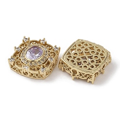 Brass Micro Pave Cubic Zirconia Beads&nbsp;KK-G491-36G-01