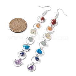 7 Chakra Theme Natural & Synthetic Mixed Gemstone Chips Dangle Earrings&nbsp;EJEW-JE05703-01