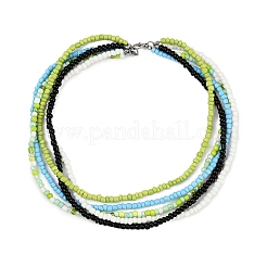 Bohemian Glass Seed Beaded Multi-strand Necklaces for Women&nbsp;NJEW-JN05354-02