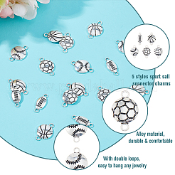 60Pcs 5 Styles Tibetan Style Zinc Alloy Sport Ball Connector Charms&nbsp;FIND-HS0001-38