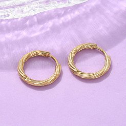 304ステンレススチールツイストフープピアス（女性用）  ゴールドカラー  19x2.5mm&nbsp;EJEW-A130-02C-G
