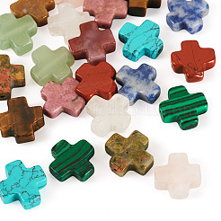 22 個 11 スタイルの天然 & 合成混合宝石ビーズ  クロス  13~13.5x12.5~13x4~5mm  穴：1mm  2個/スタイル&nbsp;G-TA0002-52