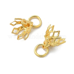 フラワーラックメッキ真鍮フィリグリービーズキャップベイル  7花びら  ゴールドカラー  8x8mm  穴：3mm&nbsp;KK-L102-27G