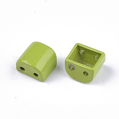 スプレー塗装合金マルチ連リンク  タイル弾性ブレスレット作り用  半円  黄緑  8x8x6mm  穴：1.2mm&nbsp;PALLOY-T068-11-30