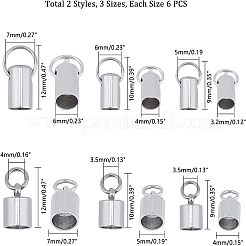 304ステンレススチールコードエンド  エンドキャップ  コラム  ステンレス鋼色  9~12x4~7mm  穴：3~6mm  36個/箱&nbsp;STAS-UN0011-39P