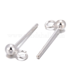 925スターリングシルバー製スタッドピアスパーツ  スタンプ925個付き  銀  5x2.5mm  穴：1mm  ピン：0.8mm&nbsp;STER-T002-197S