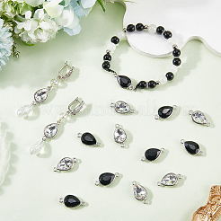 20Pcs 2 Colors Alloy Faceted Glass Connector Charms&nbsp;FIND-SC0016-29