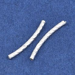 真鍮の質感のカーブチューブビーズ  銀  19.5x1.5mm  穴：0.9mm&nbsp;KK-H250-01B-S