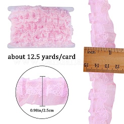 12.5ヤードの二重層ポリエステルレーストリム  プリーツリボン  衣類用アクセサリー  ピンク  1~1-1/8インチ（25~28mm）&nbsp;OCOR-GF0003-11A