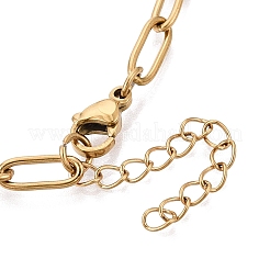 4mm ユニセックス 304 ステンレススチール ペーパークリップチェーンネックレス  イオンプレーティング（ip）  長持ちメッキ  18KGP本金メッキ  16.85インチ（42.8cm）  リンク：10x4x1mm&nbsp;STAS-Q113-14G-03