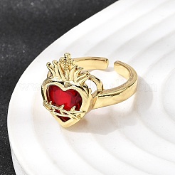 Glass Cuff Open Rings&nbsp;RJEW-P178-01C-G