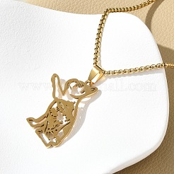 201ステンレススチール製犬のアウトラインペンダントネックレス  18KGP本金メッキ  22.91インチ（58.2cm）&nbsp;NJEW-P327-06G