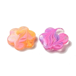 グラデーションカラー透明樹脂デコデンカボション  グリッターパウダー付き  花  24x22x6mm&nbsp;X-RESI-D008-06C