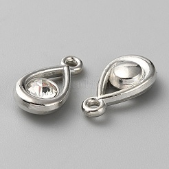プラスチックと樹脂のラインストーンペンダント  ティアドロップチャーム  18x9.5x4.5mm  穴：1.8mm&nbsp;FIND-CJC0017-45D