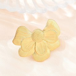 女性用304ステンレススチール指輪  花  ゴールドカラー  花：33x43mm  内径：17mm&nbsp;SA-CBA10D4-03G