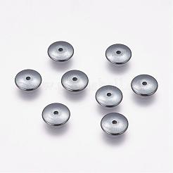 非磁性合成ヘマタイトビーズ連売り  ロンデル  6x1mm  穴：1mm  16インチ&nbsp;G-P262-12