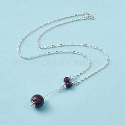 3Pcs Natural Gemstones Pendant Necklaces&nbsp;NJEW-FS0001-04