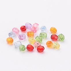 混合色透明なアクリル多面カットラウンドビーズ  直径約4mm  穴：1mm&nbsp;X-DB4MMM