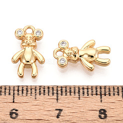 Brass Micro Pave Clear Cubic Zirconia Pendants&nbsp;KK-T078-02G-06
