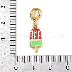 Brass Red Enamel European Dangle Charms&nbsp;KK-N271-38G