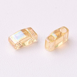 MIYUKIハーフティラビーズ  日本製シードビーズ  2穴  （htl251)透明ライトトパーズab  5x2.3x1.9mm  穴：0.8mm  約2500個/袋  100 G /袋&nbsp;SEED-L009-M-L03