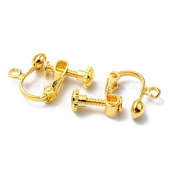 ラックメッキ真鍮ねじクリップオンイヤリングパーツ  スパイラルイヤークリップ  ゴールドカラー  13x17x4.5mm  穴：1.6mm&nbsp;KK-YW0001-10G