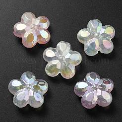 UVメッキ蓄光透明アクリルビーズ  暗闇で光る  花  ミックスカラー  26x27.5x12.5mm  穴：4.5mm&nbsp;OACR-P010-16