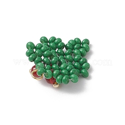 Christmas Handmade Glass Seed Beaded Ilex Aquifolium Leaf Pendants&nbsp;PALLOY-MZ00849