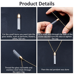 DIY 304 Stainless Steel & Glass Bottle Pendant Necklace Making Kits&nbsp;DIY-HS0001-51G