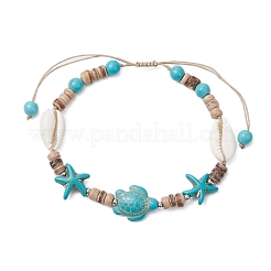 Summer Beach Starfish Turtle Adjustable Anklets&nbsp;AJEW-AN00634-01