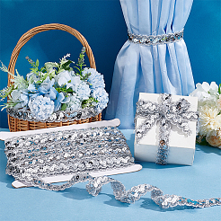 Sparkle Wave Pattern Metallic Polyester Lace Ribbon&nbsp;OCOR-WH0047-73A-01
