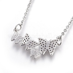 Brass Micro Pave Cubic Zirconia Pendant Necklaces&nbsp;NJEW-O108-12P