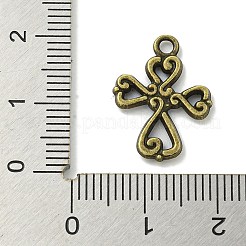 合金のチベット風チャーム  鉛フリー＆カドミウムフリー  ハートと交差  アンティークブロンズ  19x14x2mm  穴：1.5mm&nbsp;LS-TIBE-I026-6009AB