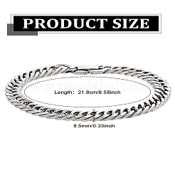 304ステンレススチール製キューバチェーンブレスレット1個、男女兼用  ステンレス鋼色  8-5/8インチ（21.8cm）&nbsp;BJEW-LP0001-13B-P