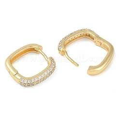 Rack Plating Square Brass Micro Pave Cubic Zirconia Hoop Earrings&nbsp;EJEW-Z059-13G-01