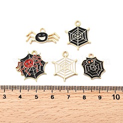 20個5スタイルアロイエナメルペンダント  蜘蛛の巣と蜘蛛のチャーム  ミックスカラー  10.5~20.5x15.5~22x1.5~2mm  穴：1.6~2mm  4個/スタイル&nbsp;FIND-FP0002-96