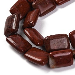 天然レッドレインボージャスパービーズ連売り  長方形  18x13.5x5.5mm  穴：1.2mm  約22個/連  15.75インチ（40cm）&nbsp;G-T047-B19-01